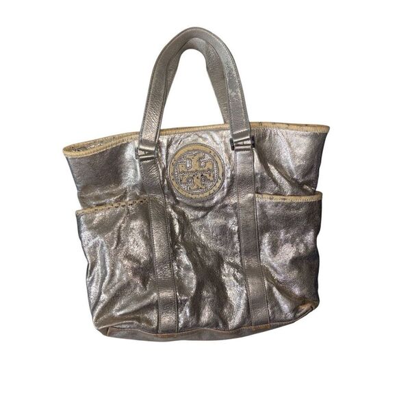 Tory Burch Metallic Leather Tote Bag - Picture 1 of 16